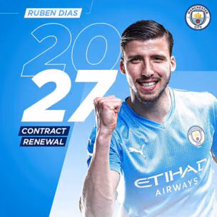 مانشستر سيتي يجدد عقد اللاعب روبن دياز رسميا 6 مواسم حتى 2027