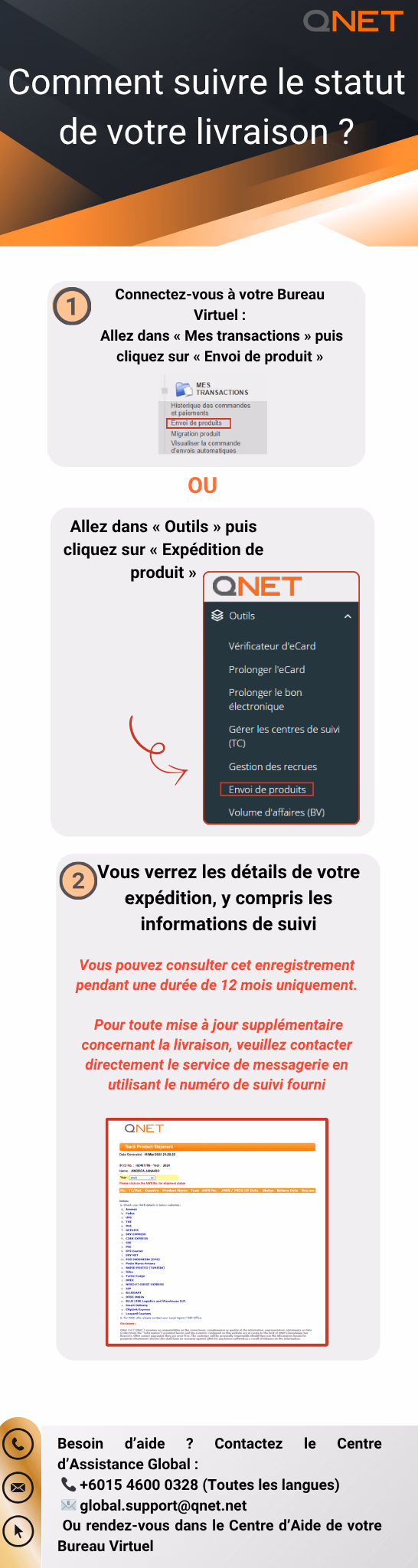 Comment puis-je suivre l'état de l'expédition ?