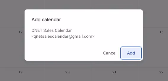 Étape 1 : Ajoutez le calendrier des ventes QNET à votre calendrier Google.